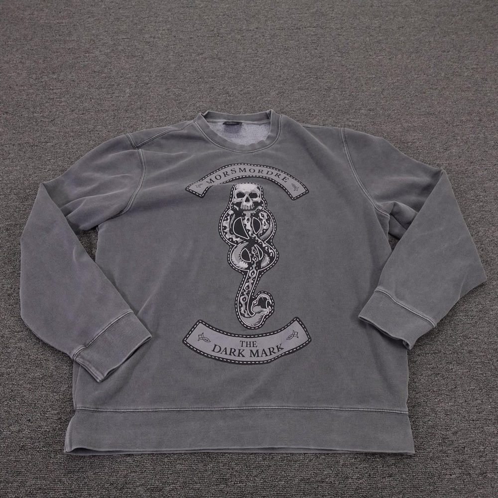 Harry‎ Potter Sweatshirt Mens Large Gray Dark Mark Skull Snake Graphic Fleece